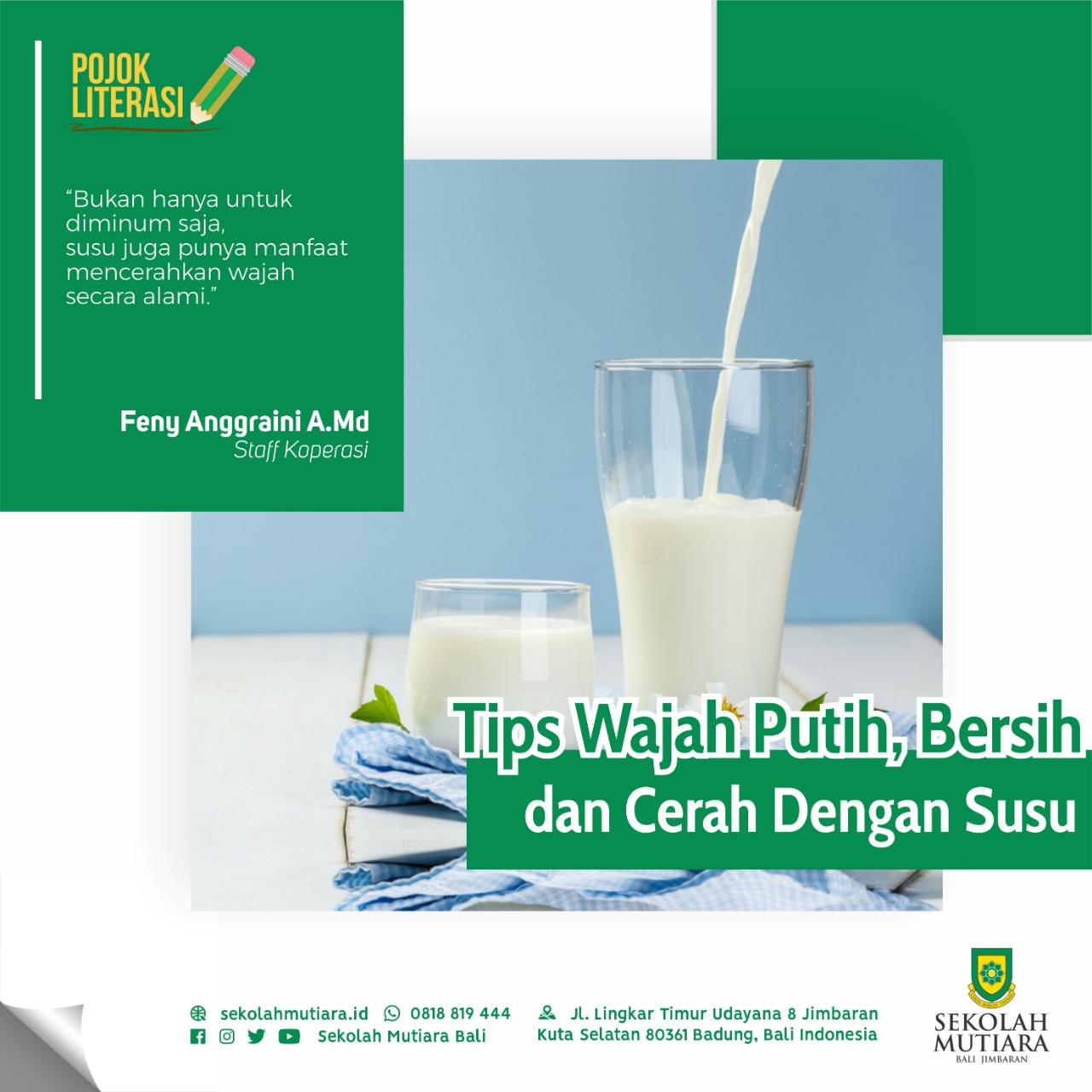 Tips Wajah Putih Bersih & Cerah Dengan Susu